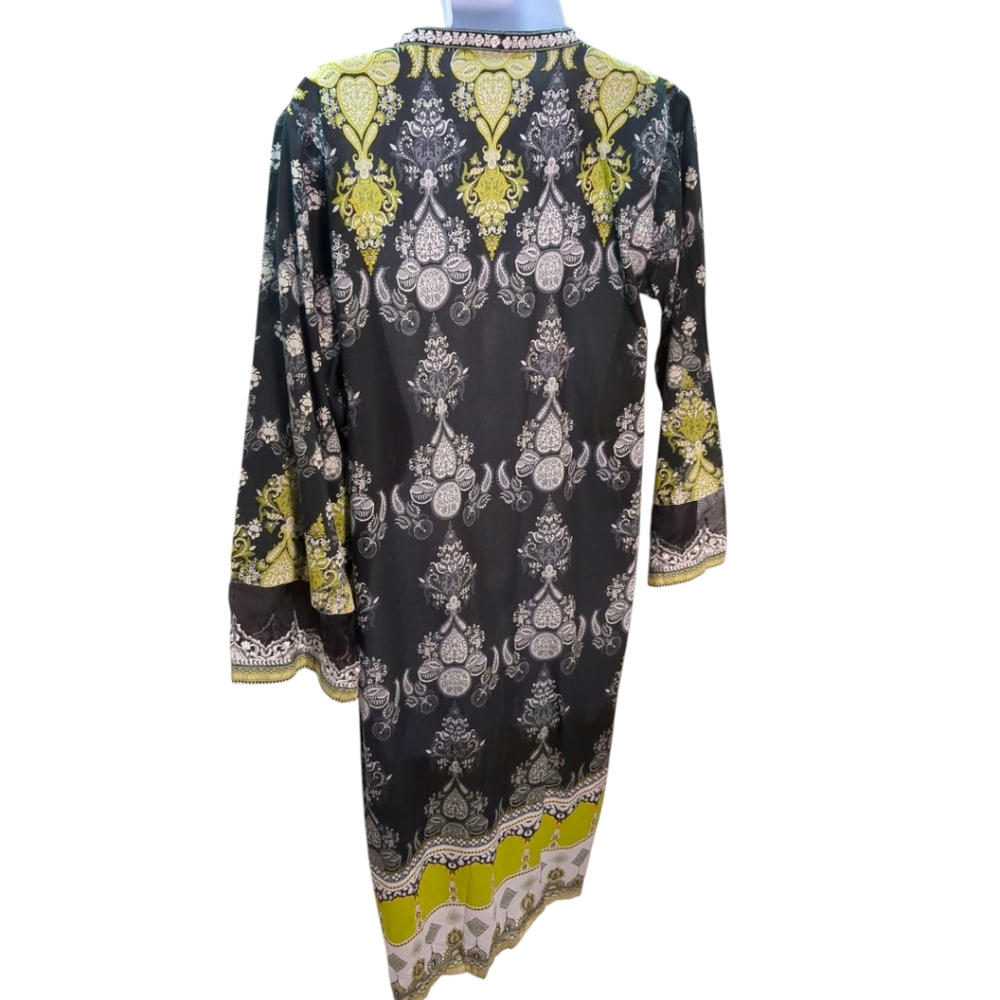 Bonanza Sayrangi 100% Cotton Indian Dress/ Boho Paisley Peasant SZ 12 - Picture 3 of 7